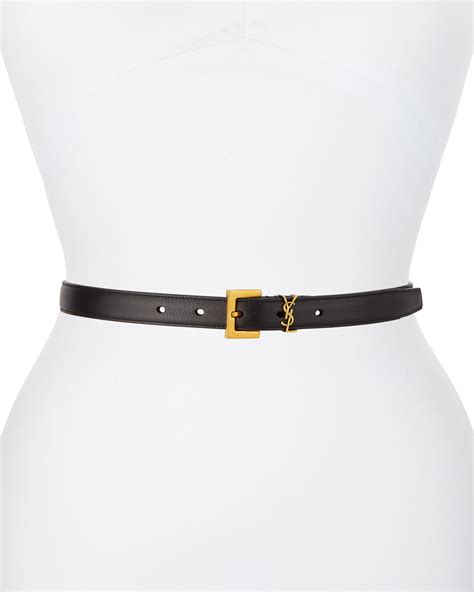 womens saint laurent gold ysl monogram leather belt|farfetch ysl belts.